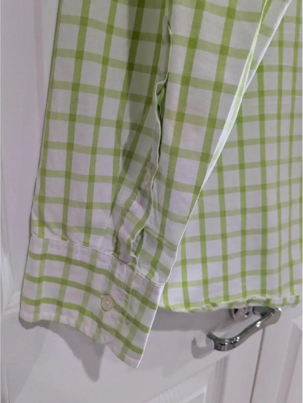 J. Crew Men's Long Sleeve Button Down Shirt, Lime Green White, Size XL, Cotton